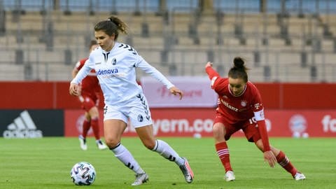 Lina Bürger (SC Freiburg) in the BL game against Bayern Munich.  She used to be a professional footballer, but today Lina Bürger is a sports psychologist and focuses on mental health in professional sports.  (Photo: IMAGO, Sports Press Photo)