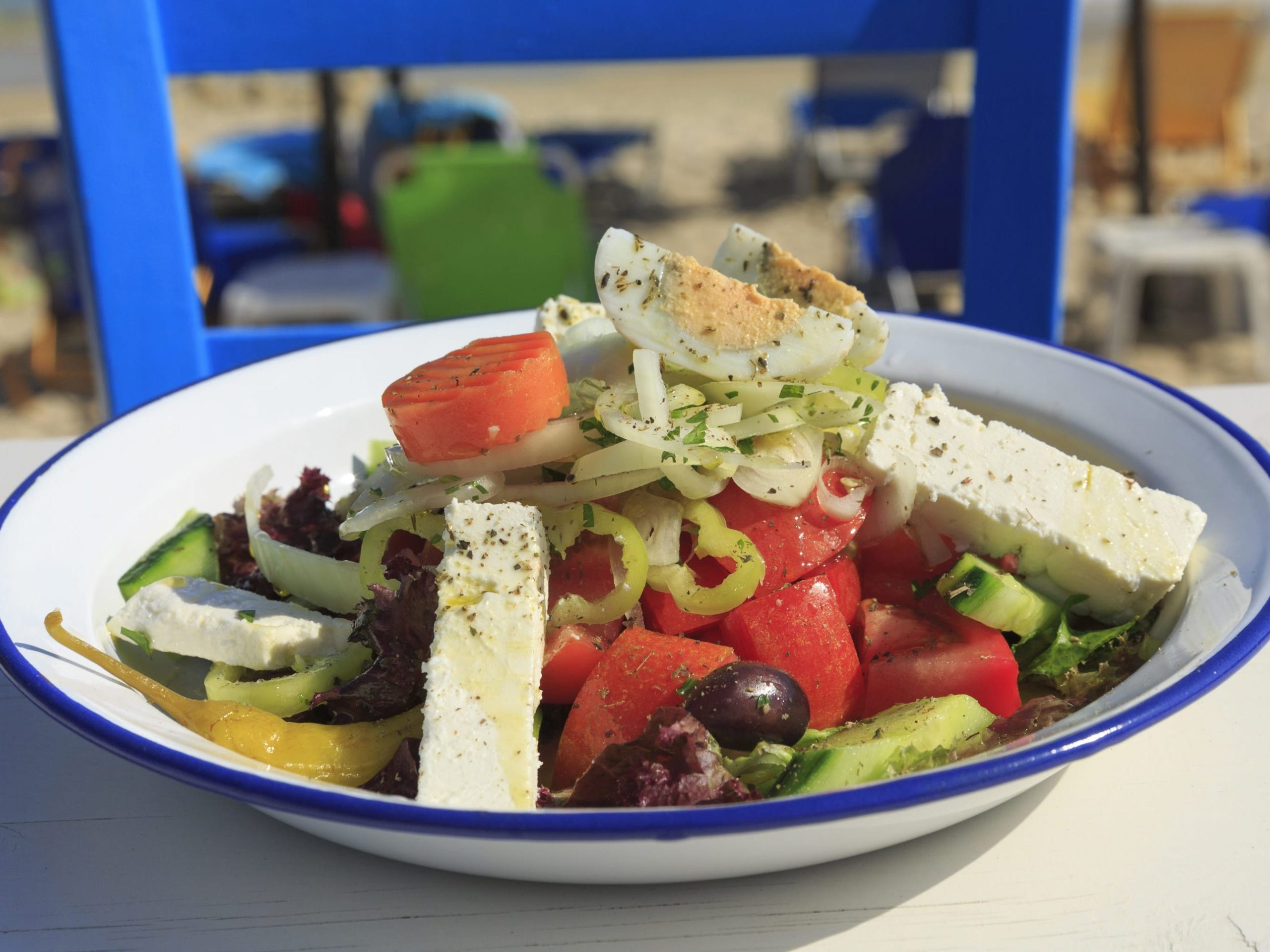 Greek salad is crisp and fresh.